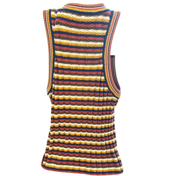 Veronica Beard Multicolor Striped Knit Sleeveless Tank Top Women's S Cotton Blen - Picture 2 of 15